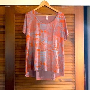 LulaRoe geometric and floral pattern hi low tunic
